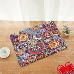 Boho Style Floor Mat Non Slip Decorative Bath Rug Floral Pattern