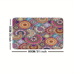 Boho Style Floor Mat Non Slip Decorative Bath Rug Floral Pattern