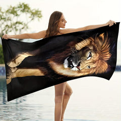 Large Lion Pattern Beach Towel Lightweight Quick Drying Bath Towel