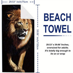 Large Lion Pattern Beach Towel Lightweight Quick Drying Bath Towel