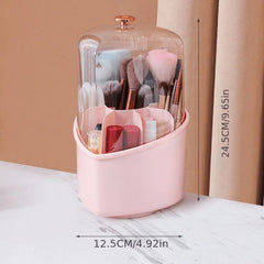 360 Rotating Makeup Brush Organizer Transparent Storage Box