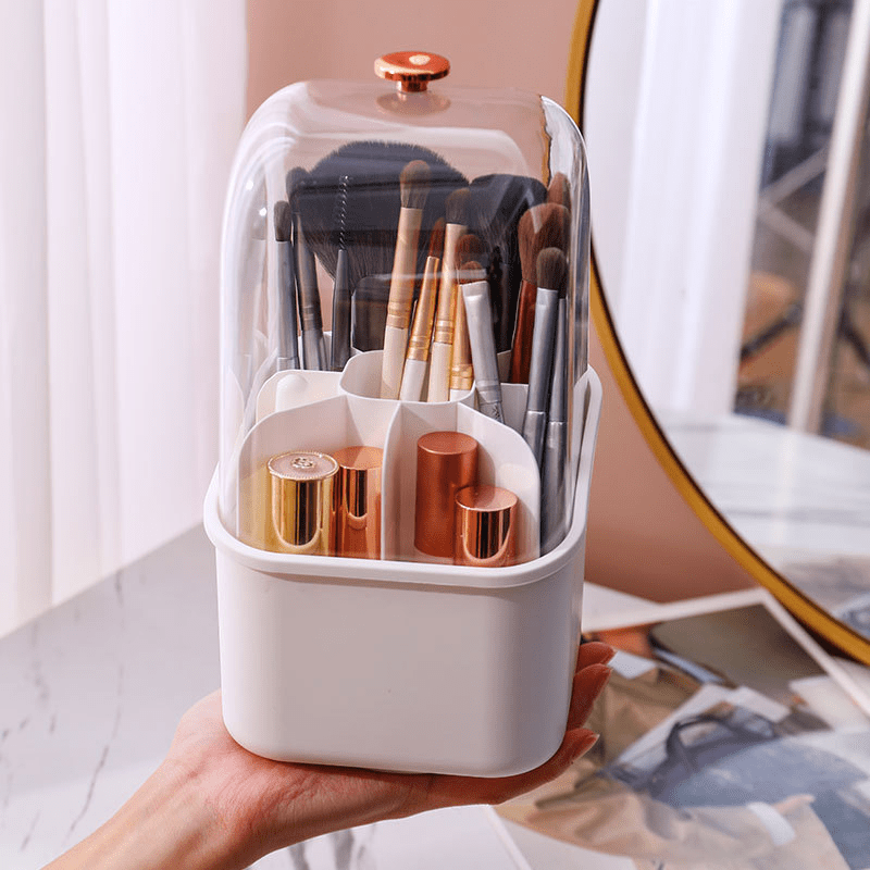 360 Rotating Makeup Brush Organizer Transparent Storage Box