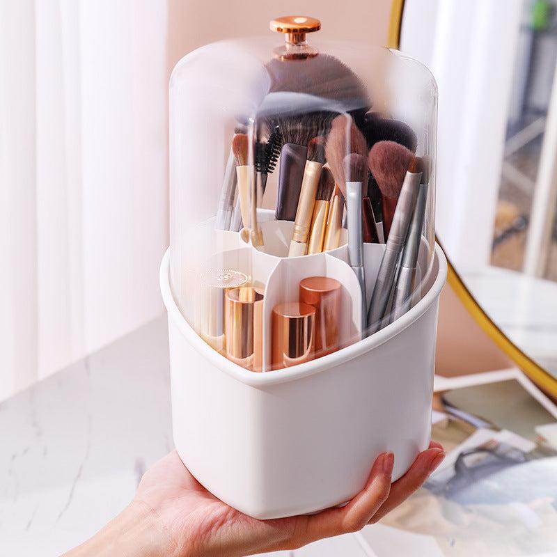 360 Rotating Makeup Brush Organizer Transparent Storage Box