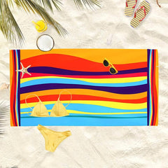 Large Rainbow Striped Beach Towel Soft Absorbent Lightweight Microfiber Towel