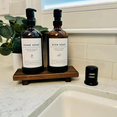 Wooden Pedestal Soap Stand Rustic Soap Tray Holder