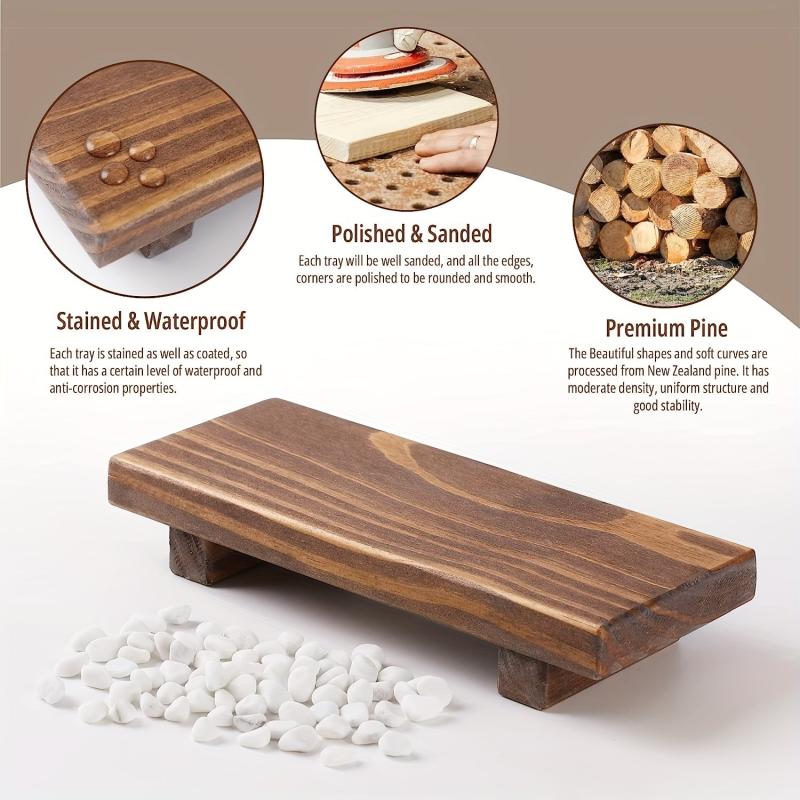 Wooden Pedestal Soap Stand Rustic Soap Tray Holder