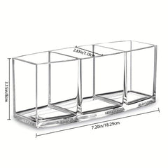 Acrylic Makeup Brush Holder with 3 Slots Clear Cosmetic Storage