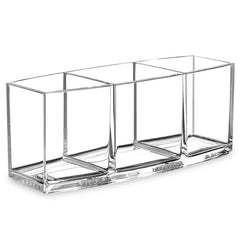 Acrylic Makeup Brush Holder with 3 Slots Clear Cosmetic Storage