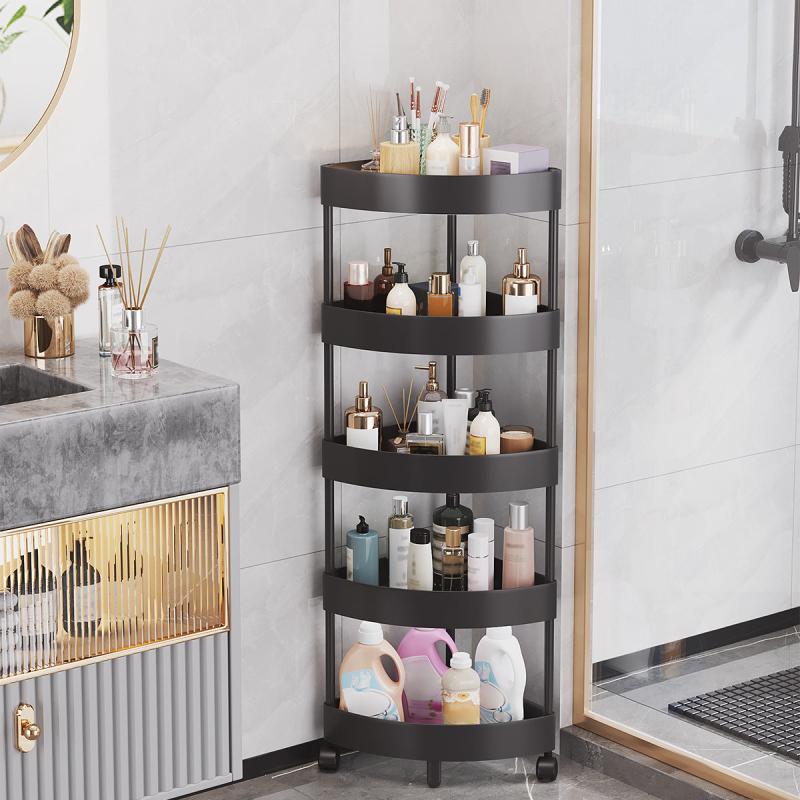Bathroom Corner Shelves Shower Storage Rack with Wheels