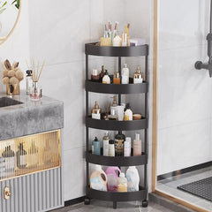 Bathroom Corner Shelves Shower Storage Rack with Wheels