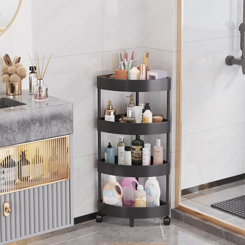 Bathroom Corner Shelves Shower Storage Rack with Wheels