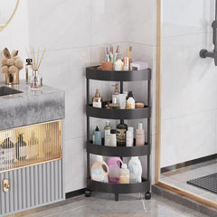 Bathroom Corner Shelves Shower Storage Rack with Wheels