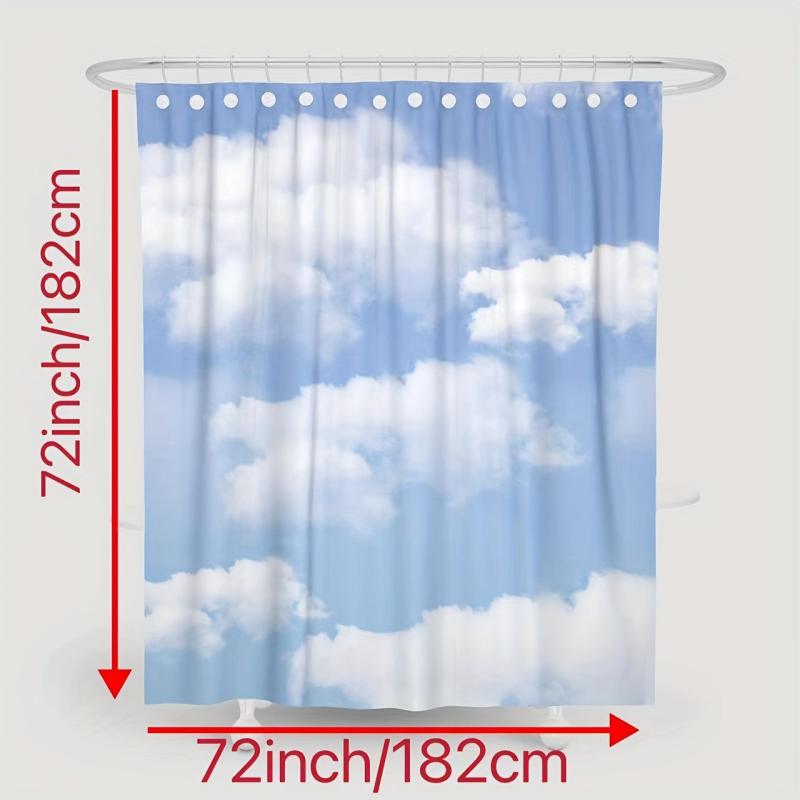 Cloud Shower Curtain 72x Fabric Waterproof 12 Hooks