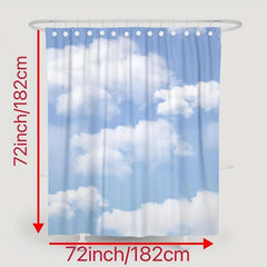 Cloud Shower Curtain 72x Fabric Waterproof 12 Hooks
