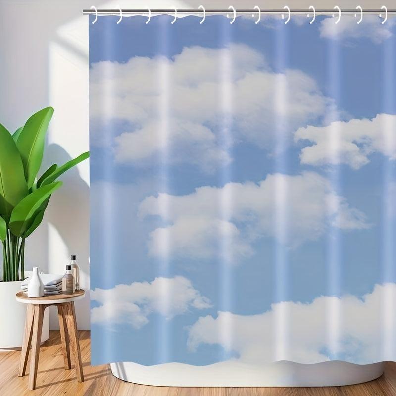 Cloud Shower Curtain 72x Fabric Waterproof 12 Hooks