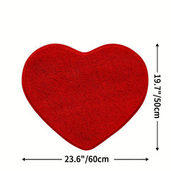 Heart Shaped Bath Mat - Soft Absorbent Non Slip Bathroom Rug