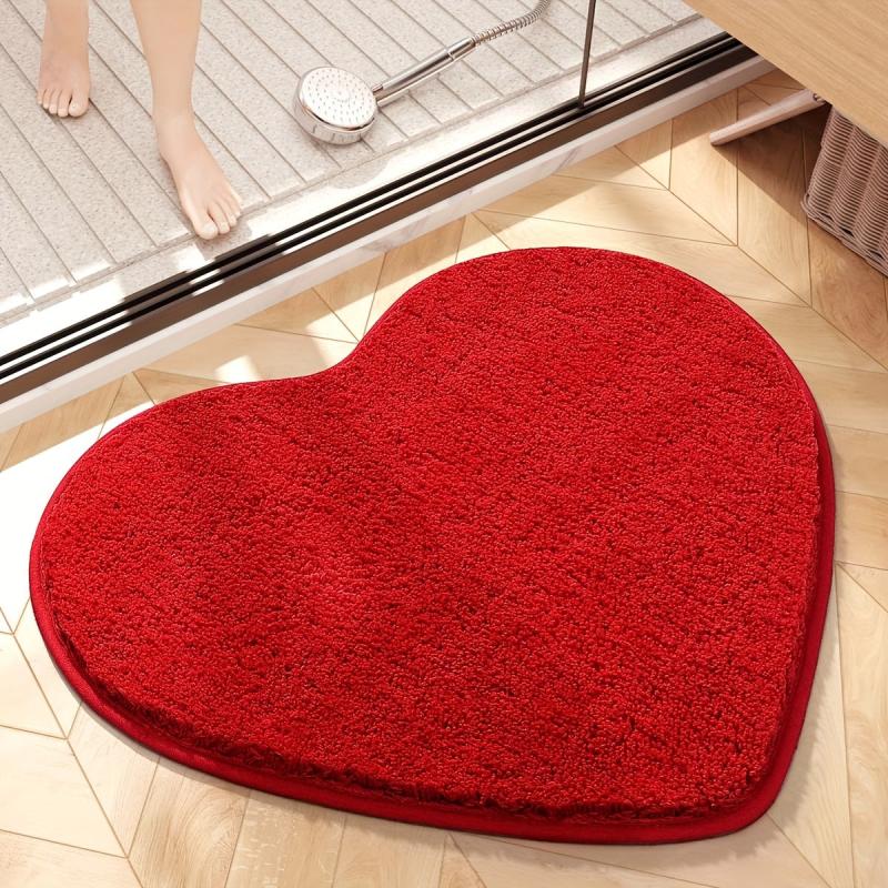 Heart Shaped Bath Mat - Soft Absorbent Non Slip Bathroom Rug