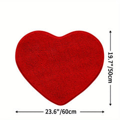 Heart Shaped Bath Mat - Soft Absorbent Non Slip Bathroom Rug
