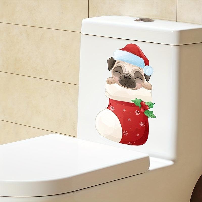 1pc Merry Christmas Toilet Stickers Bathroom Wall Switch Decorative Remova
