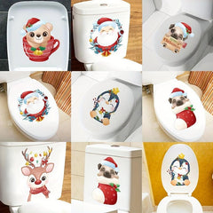 1pc Merry Christmas Toilet Stickers Bathroom Wall Switch Decorative Remova
