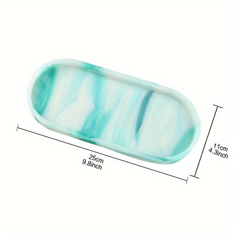 Ceramic Marble Storage Tray Oval Vanity Organizer