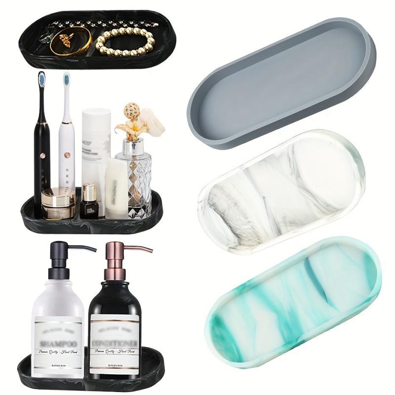 Ceramic Marble Storage Tray Oval Vanity Organizer