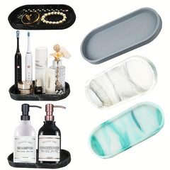 Ceramic Marble Storage Tray Oval Vanity Organizer