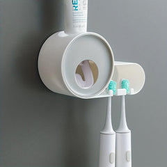 Toothbrush Holder w/ Automatic Dispenser Wall Mounted Storage Rack