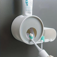 Toothbrush Holder w/ Automatic Dispenser Wall Mounted Storage Rack