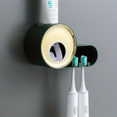 Toothbrush Holder w/ Automatic Dispenser Wall Mounted Storage Rack
