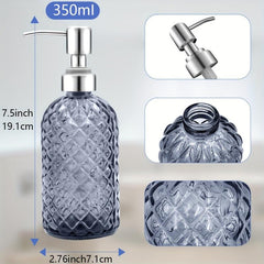 2pcs Refillable 12oz Glass Soap Dispenser with Stainless Steel Pump