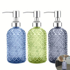 2pcs Refillable 12oz Glass Soap Dispenser with Stainless Steel Pump