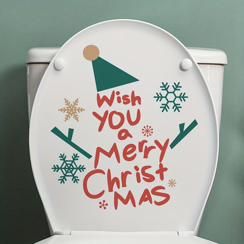 Christmas Tree Toilet Sticker Waterproof Self-Adhesive Transparent Glass Decal