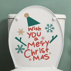 Christmas Tree Toilet Sticker Waterproof Self-Adhesive Transparent Glass Decal