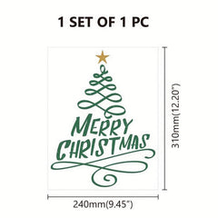 Christmas Tree Toilet Sticker Waterproof Self-Adhesive Transparent Glass Decal