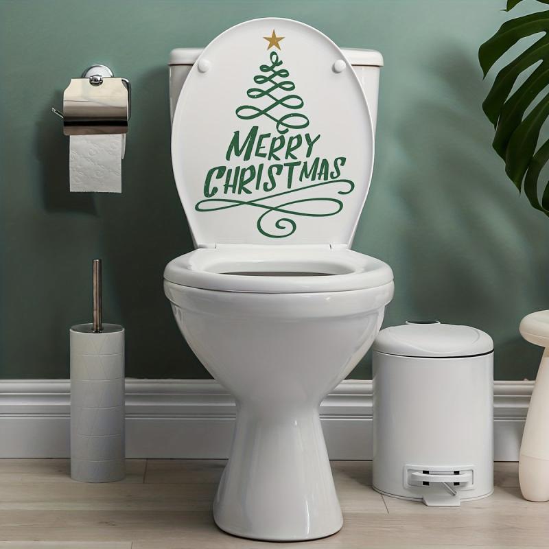 Christmas Tree Toilet Sticker Waterproof Self-Adhesive Transparent Glass Decal