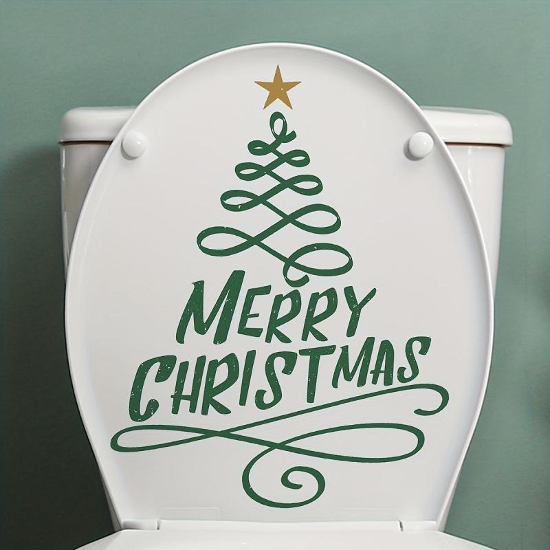 Christmas Tree Toilet Sticker Waterproof Self-Adhesive Transparent Glass Decal