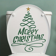 Christmas Tree Toilet Sticker Waterproof Self-Adhesive Transparent Glass Decal