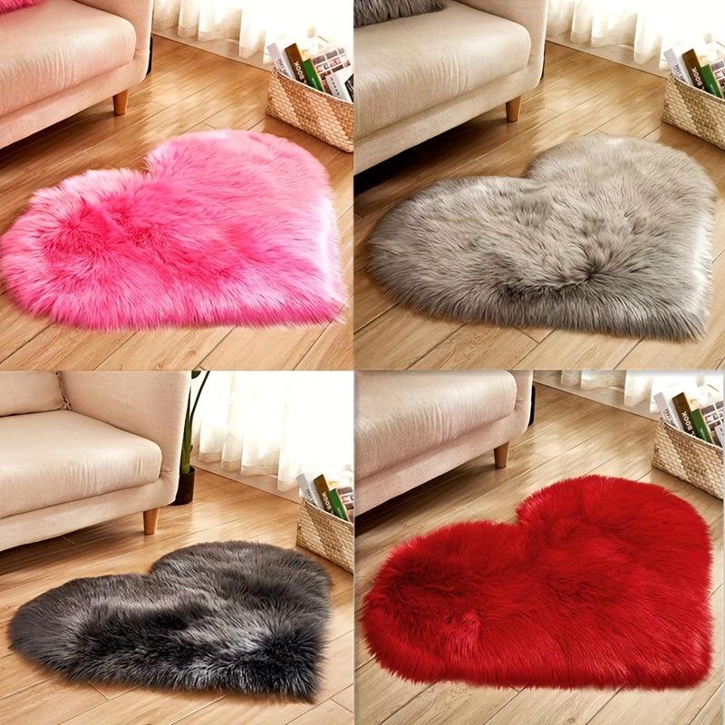 Soft Fluffy Shaggy Area Rug Plush Carpet Heart Shaped for Living Room & Bedroom