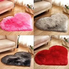 Soft Fluffy Shaggy Area Rug Plush Carpet Heart Shaped for Living Room & Bedroom