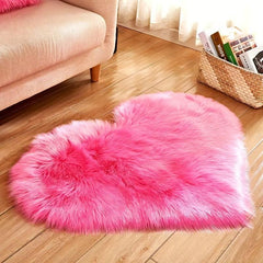 Soft Fluffy Shaggy Area Rug Plush Carpet Heart Shaped for Living Room & Bedroom