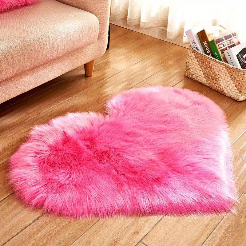 Soft Fluffy Shaggy Area Rug Plush Carpet Heart Shaped for Living Room & Bedroom