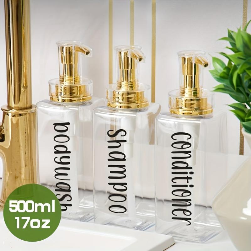3pcs Bathroom Dispenser Refillable Bath Shampoo Shower Gel Dispensing Bottle
