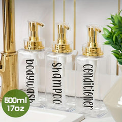 3pcs Bathroom Dispenser Refillable Bath Shampoo Shower Gel Dispensing Bottle