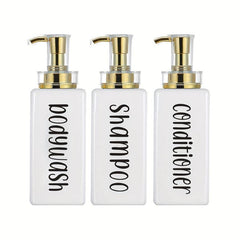 3pcs Bathroom Dispenser Refillable Bath Shampoo Shower Gel Dispensing Bottle