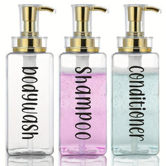 3pcs Bathroom Dispenser Refillable Bath Shampoo Shower Gel Dispensing Bottle
