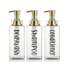 3pcs Bathroom Dispenser Refillable Bath Shampoo Shower Gel Dispensing Bottle