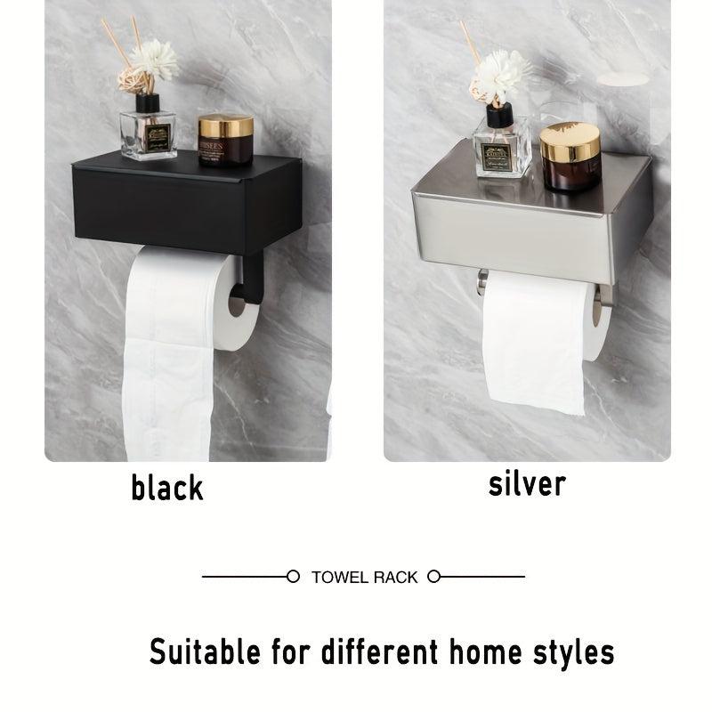 Toilet Paper Roll Holder with Storage Rack, Stainless Steel Tissue Holder