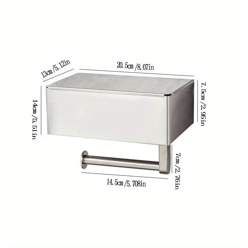 Toilet Paper Roll Holder with Storage Rack, Stainless Steel Tissue Holder