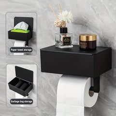 Toilet Paper Roll Holder with Storage Rack, Stainless Steel Tissue Holder